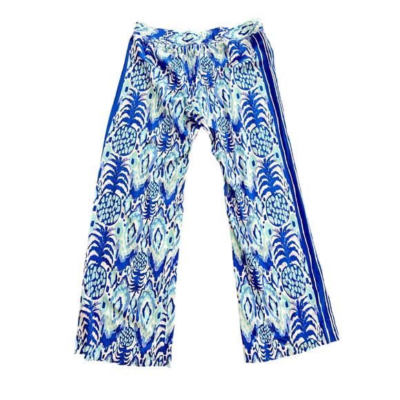 Lilly Pulitzer Bal Harbour Palazzo Pants Medium Tropi Call Me Pineapple Blue - Picture 4 of 4